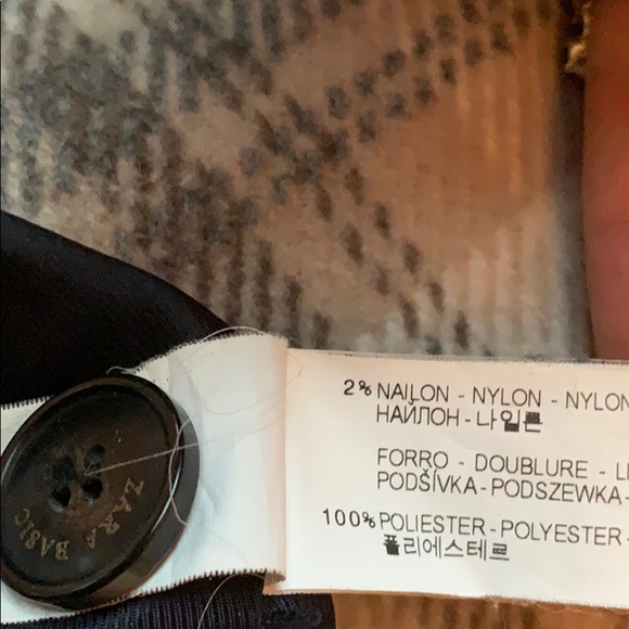 Zara hooded coat charcoal white beige plaid VGUC - Picture 5 of 8